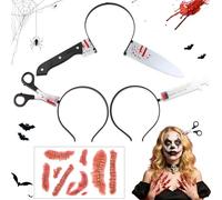 ZeiLaBang Kakadi Halloween Knife in the Head, Knife in the Head, Halloween Horror Headband Set, Halloween Accessories, Bloody Headband, Halloween Headband for Fancy Dress, Carnival, Costume, Party