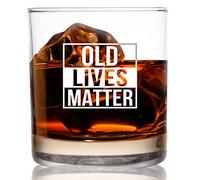 DU VINO Old Lives Matter Whiskey Scotch Glass 11oz Funny Birthday or Retirement Gift for Seniors Old Fashioned Whiskey Glasses Classic Lowball Rocks Glass Fun Gift Dad Grandpa