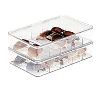 Zeilako mDesign Eyewear Organiser - Accessories Storage Box with 5 Compartments for Holding Sunglasses, Reading Glasses and Frames - Bedroom Organiser Unit for Wardrobes, Drawers and Surfaces - Clear
