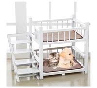 ZEINING Dog Bunk Bed with Stairs, Removable Double Layer Pet Bed, Small to Large Dogs, Floor Standing, Pine Wood, Solid, 31x24x31 in