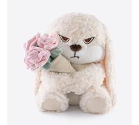 ZEIO 11.4"/29CM Adorable Bunny Plush Rabbit Teddy - Hugging Rose Bouquet, Ultra-Soft Cuddly Toy, for Girls, Kids, Valentine's Day (White/Pink)-A Surprise That Never Fades