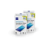 ZEISS Anti-Bacterial Smartphone Screen Wipes, for Computers, Cameras and Binoculars, Individually Packed Single Use Disposable Cloths in Sachets, 70 Percent Alcohol, White, One Size (pack of 2)