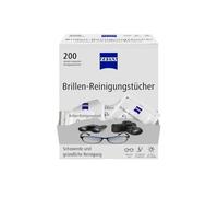 ZEISS Glasses Cleaning Cloths with Alcohol, 200 Pieces for Gentle and Thorough Cleaning of Your Lenses - Each Cloth Individually Packed - Ideal for on The go or When Travelling