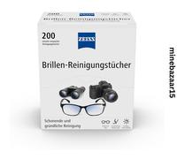 ZEISS Glasses Cleaning Cloths with Alcohol, 200 Pieces for Gentle and Thorough Cleaning of Your Lenses - Each Cloth Individually Packed - Ideal for on The go or When Travelling