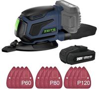 ZEITE 20V 2.0Ah Detail Sander Cordless, 13,000 OPM, 12Pcs Sanderpapers, Finger Sanding Design for Polishing of Small Details,Electic Sander for Woodworkiing, Dust Bag, Battery and Charger Included