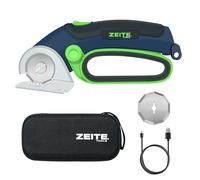 ZEITE 4V Cordless Electric Scissors, Cardboard Cutter with 2 x Blade, 1 x Storage Box, 1 x USB Charging Cable, Electric Cutter, Power Rotary Scissors for Box Carpet Plastic, Easy to Hold and Safety