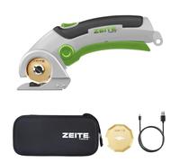 ZEITE 4V Cordless Scissors,Electric Cardboard Box Cutter with Titanium Coated HSS Blades,Rotary Cutter with Safety Lock for Leather Carpet Fabric Cutting,Gift for Men and Women,Storage Case