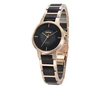 Zeitholz Freiberg Women's Solar Watch - 34mm Sandalwood or Oak, Japanese Solar Movement, Elegant & Sustainable Design, Black Dial, Adjustable Bracelet, Custom Engraving on Back (Black)