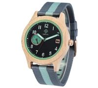 Zeitholz Thum Men's Wooden Watch - Wooden Case 40 mm - Monthly Calendar - Luminous Hands - Lightweight Eco Watch with Fabric Strap 20 mm - Ideal Gift