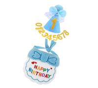 Zeiwohndc 3PCS Pet Birthday Costume Set Bib Hat with Elegant Bowknot Age Number Sticker Soft Felt Materials Party Supplies Birthday Party Accessories