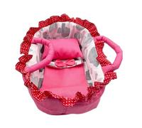 Zeiwohndc Adorable 35cm Doll Carry Cot with Cozy Bedding Set Pretend Play and Narrative Moments Statuette Basket