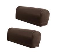 Zeiwohndc Arm Protector Covers 4 Adhesive Grip Set Fashionable Black PU Waterproofie Sofa Armrest Sleeve For Indoor Furniture Care Modern Stretchable Furniture Protectors