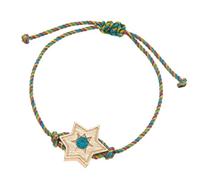 Zeiwohndc Elegant Adjustable Star and Heart Charm Portable Knotted Rope Jewelry for Women Gift Braided Cord with Copper Accent