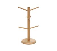 Zeiwohndc Elegant Wood Cup Holder Organizers Cup Display and Storage Racks Tree Shape Wooden Countertop Storage Solution Hanging Coffee Mug Holder