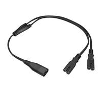 Zeiwohndc IEC320 C8 to 2 C7 Power Cable, Figure 8 Splitter Extension Cord with 1 Input 2 Output Layout, 0.6m Black Cord for Nearby Device Power Routing