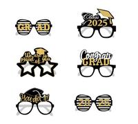 Zeiwohndc Pack Of 6 Graduation Photography Props Funny Graduation Themed Glasses For Class Of 2025 Graduation Party Decoration Graduation Wood Sign