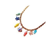Zeiwohndc Portable Sturdy Stainless Steel Necklace Featuring Delicate Ceramic Oceanics Creature Pendant Long Time Use Ceramic Fish Jewelry