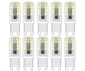 ZEIYEI G9 LED Bulbs, Cool White 6000K, 3W 300LM, 30W Halogen Equivalent, NoFlicke Non-Dimmable，Energy Saving LED Bulb for Home Lighting Decor, Crystal Lamp,Wall Lights, Table Lamp -10Pcs