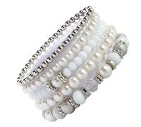 [Zeizafa] 5pcs Unique Crystal Beads Stretch Set Fashion forward Sparkling Crystal Beads Bracelet for Personal Daily Wear Jewelry, フリーサイズ