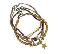 Zeizafa Braided Coffee Bead Geometric Handchain Unique Jewelry Handmade Wedding Accessory Texture for Women Geometric Handchain