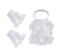 Zeizafa Colonial Tiered Ruffled Lace Jacquard Removable Collar and Cuff Set, Pirate Costume, Accessories, Victorian Colonial Costume, Lace, Neck, Rough