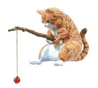 zeizafa Fishing Figurine,Fish Tank Landscaping Fishing Cat Ornaments Aquarium Decoration Cartoon Animal Resin Figurine for Home Decorations