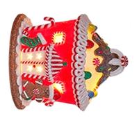 Zeizafa Glowing Ceramic Simulation Christmas Cake House Decoration with LED Lights Battery Powered LED Christmas Decoration Ceramic Cake Cottage