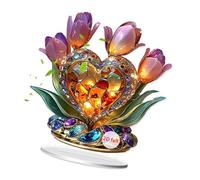 Zeizafa Miniature Acrylic Crystal Bouquet 2D Printing Desk Display Decoration For Bookshelves Tabletop Decoration Ornament Miniature Table Display