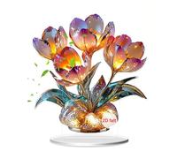 Zeizafa Miniature Acrylic Crystal Bouquet 2D Printing Desk Display Decoration For Bookshelves Tabletop Decoration Ornament Miniature Table Display