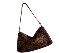 [Zeizafa] Modern Retro Handbag Enough Storage Top Zip Design Multipurpose Suede Underarm Wallet Casual Outing Business Travel Companion Retro Underarm Bag, Leopard Print