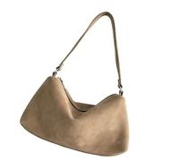 [Zeizafa] Modern Retro Handbag Enough Storage Top Zip Design Multipurpose Suede Underarm Wallet Casual Outing Business Travel Companion Retro Underarm Bag, apricot