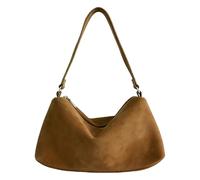 [Zeizafa] Modern Retro Handbag Enough Storage Top Zip Design Multipurpose Suede Underarm Wallet Casual Outing Business Travel Companion Retro Underarm Bag, Braun