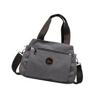 [Zeizafa] Multi Pockets Canvas Shoulder Bag Casual Hand Ag Crossbody Bag For Women With Enough Storage Space For Daily Essential Adjustable Strap Handbag, gray