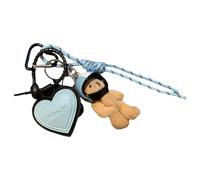 Zeizafa Practical Blue Leather Heart Decors Plush Bag Pendant Unique Shoulder Ornament for Commuting and Long Rides Decoration