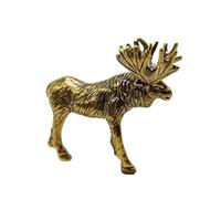 Zeizafa Realistic Brass Deer Figurine Ornament Vintage Antique Metal Deer Moose Statue Miniature For Desktop Shelf Decoration Metal Elk Sculpture