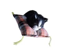 Zeizafa Realistic Sleep Cats Doll Plush Furry Animal Statue With Soft Mat Bed Stuffed Pet Doll For Kids Adults Birthday Gift Cute Cats Home Accent