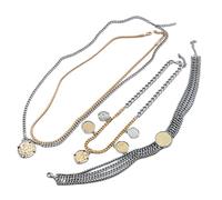 Zeizafa Trendy Multi-Layer Chains Jewelry Set 4PCS Hip Hop Adjustable Gothic Necklaces Punk Punk Chokers Jewelry Set