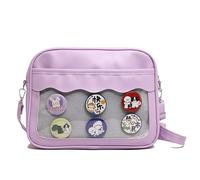 Zeizafa Women's Shoulder Bag Student School Japanese Messenger Clear Itabag Pin Display Cross Body Clear Itabag Pu Shoulder Crossbody Student School Pin Display, purple