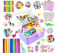 ZEIZHUBN Arts and Crafts Supplies for Kids Crafts Kit with Pipe Cleaners DIY Crafts for Kids Art School Supplies Materials All in Crafting Box Craft Supply Set Gifts for Kid Girls Boys Age 4-8, 8-12