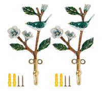 ZEJEXXB 2 Pack Metal Wall Hooks with Bird Shape Vintage Decorative Hangers Heavy Duty Wall Mounted Hangers Antique Door Hooks Ideal for Keys, Clothes, Hats, Robe, Towel(A)