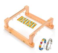 ZEJEXXB Adjustable Wood Bead Kit, Standing Wooden Weaving Machine Frame for Jewelry Making, DIY Handcraft Supplies Station for Beginners Adults, Practical Craft Tool for Bracelets Necklaces Belts