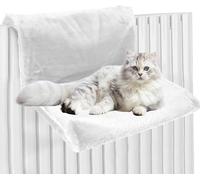 ZEJEXXB Cat Radiator Bed Soft Comfortable Scratch Resistant Pet Radiator Hammock Warm Cosy Foldable Hanging Cat Cradle Bed with Iron Frame und Cover for Cats Small Dogs (White)