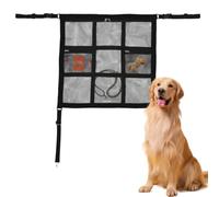 ZEJEXXB Dog Car Barrier for SUV, Reinforced Double Layer Mesh Pet Barrier Vehicle Divider, Car Net Dog Guard with 3 Zipper Storage Pockets, Adjustable Straps for Boot, Cars, Trucks, Double Cab