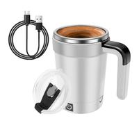 ZEJEXXB Self Stirring Mug 380ML Automatic Magnetic Stirring Coffee Mug with Temperature Display, Lid & Straw Rechargeable Mixer Cup Electric Stirrings Cup for Coffee, Protein Shakes, Matcha(White)