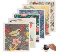 ZEJEXXB Swedish Dishcloth Set Reusable Kitchen Cellulose Dish Cloths Ecofriendly Absorbent Dish Rags Washable Quick Drying Dishcloth Towels for Cleaning in the Kitchen (Colorful Bird 6PCS)