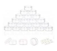ZEJIA 3 Gram Cosmetic Containers 25pcs Sample Gram Plastic Containers Lotion Jars Makeup Sample Containers with Lids BPA Free (Clear)