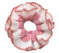 ZEKANXX Oversized Frilly Black White Gingham Scrunchies, Lace Elastic Hair Ties Ropes Hair Scrunchies,Ponytail Holder Hair Accessories for Ladies Girls, Thick Hair Bulk (Red)