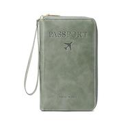 ZEKANXX Passport Holder Covers Case Travel Wallet Passport Residents Yoke Case for Women and Men PU Leather Passport Holder, Green, standard size, Mass beauty