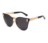 ZEKANXX Women Sunglasses Skull Cat Eye Sunglasses Vintage Oversized Rimless Mirror Cateye Eyewear (Black)