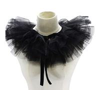 ZEKANXX Women Victorian Ruffled Mesh Fake Collar Shawl Retro Layered Tulle Detachable Neck Ruff Decorative Clown Cosplay Choker